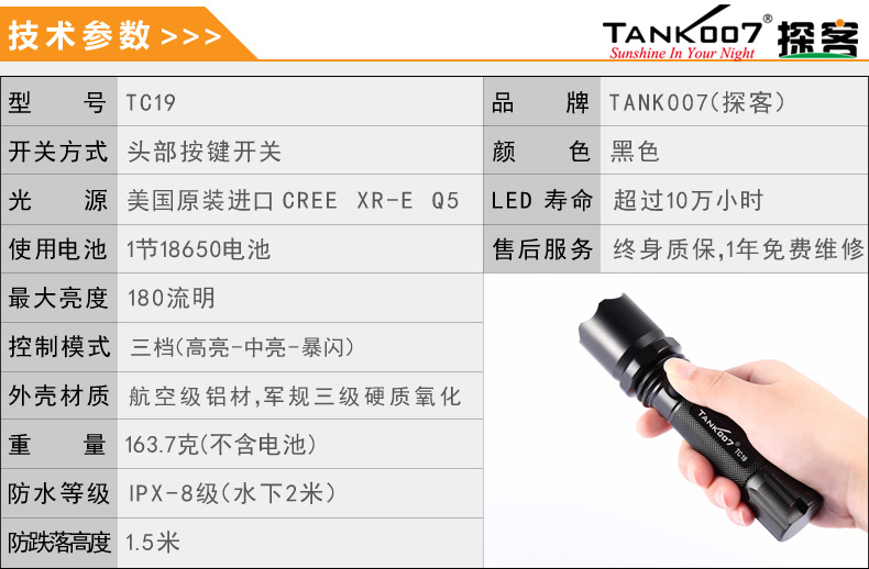 選購強(qiáng)光手電筒什么品牌好？探客TANK007手電筒生產(chǎn)廠家